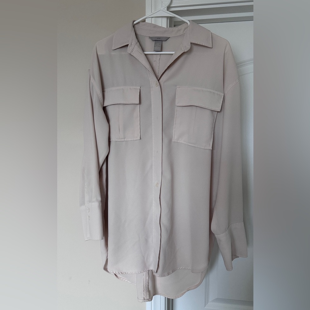 H&M Beige Button-Up Blouse